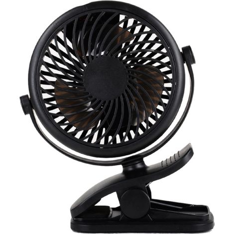 Ventilador miniatura pequeño para habitaciones de estudiantes, silencioso, recargable por USB, con clip para colgar, ideal para escritorio o superficie plana. Negro intenso, 2200 mAh.