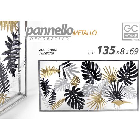 Pannello decorativo quadro in metallo 135869 cm foglie arredo casa - gicos (1/2)