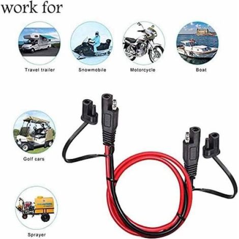 Câble d'extension SAE vers SAE 10AWG - Lot de 2 - Rouge et noir - 16A - 60cm (1/3)