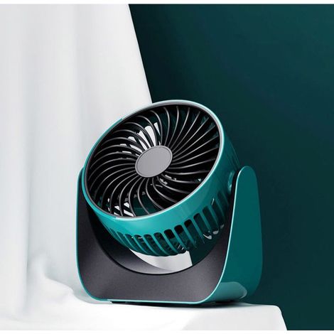 Ventilateur portable F118usb rechargeable, silencieux et puissant, idéal pour dortoir, bureau, table de chevet ou toute autre pièce. Disponible en gros. Bleu clair + câble de charge de 1,5 m avec batt (1/5)