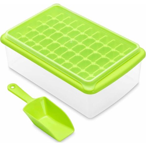 Ice Cube Tray with Lid and Freezer Bin, Easy Release 55 Nugget Ice Cube Tray with Lid