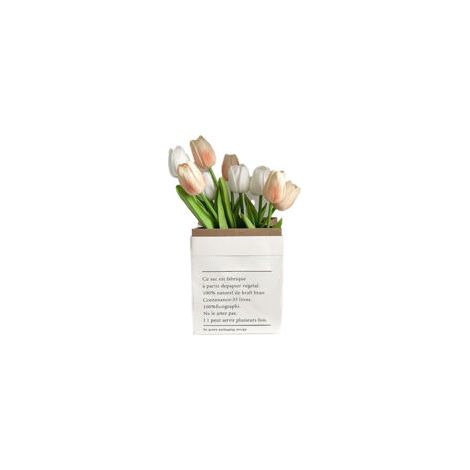 Fleurs artificielles style tulipe, détails soignés, couleurs vives et résistantes, fleurs en plastique pour bureau, salon, photographie, blanc et champagne. Idéales pour le bureau, le salon et la phot (1/5)