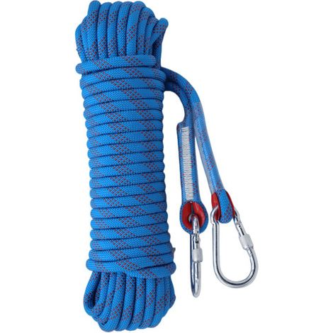 Corde d'escalade avec Mousqueton de Sécurité Statique 10mm Corde d'alpinisme Polyester Sauvetage pour Randonnée Alpinisme Montagne 10M-DELKEVIC (1/5)
