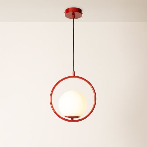 Lámpara Colgante Bola Cristal "KATE" - E27 - Rojo