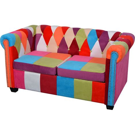 Canapé Chesterfield 2 places Canapé relax - Canapé de salon Tissu BV354762 - BonneVie (1/4)