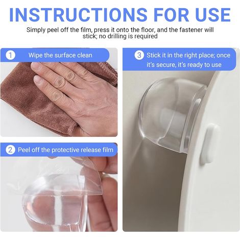 4 Pièces Butoir de Porte de Sol Adhésif, Butée Transparente pour Porte, Mur et Meubles, Butoir en Silicone sans Perçage pour Carrelage, Stratifié, Parquet, Vinyle et Sols Durs Lisses, Maison (1/2)