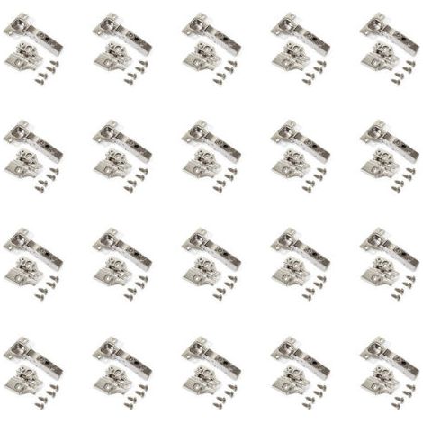 Emuca 20er-Pack X91 Soft-Close-Scharniere mit Schraubbefestigungsplatten, Höhe 0, Stahl, vernickelt (1/5)