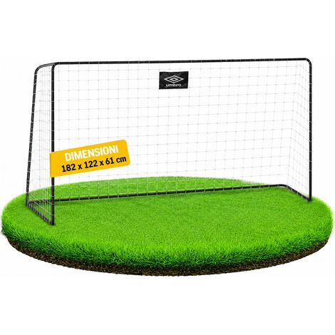 Porta da Calcio 182x122x61 cm Allenamento Football in Metallo Nero con Picchetti