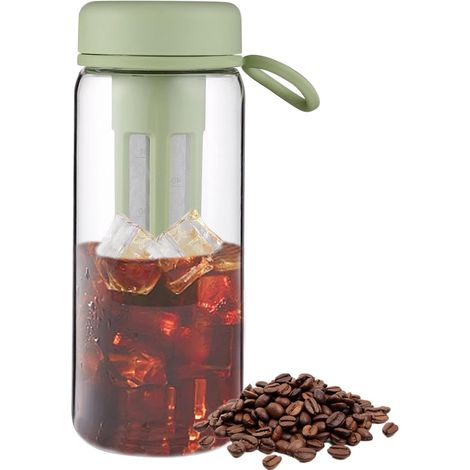Jarra para café frío de 7 cm con botella compacta y escala de medición: perfecta para acampar, hacer senderismo y hacer ejercicio. (1/4)