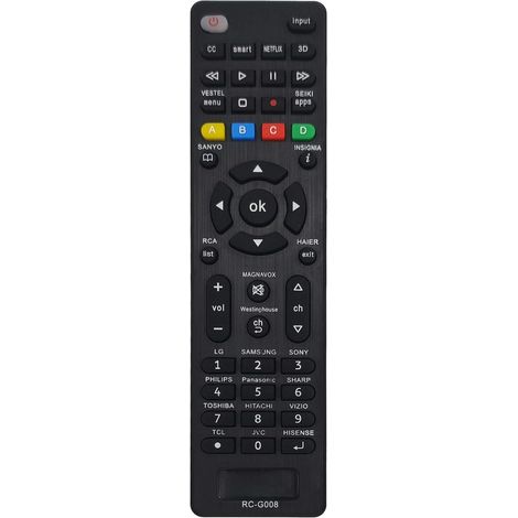 Telecomando universale sostitutivo compatibile con LG/Samsung/Sony/Toshiba/Sharp/Hitachi/TCL/Sanyo/Philips/Panasonic Smart TV - Configurazione TV semplice