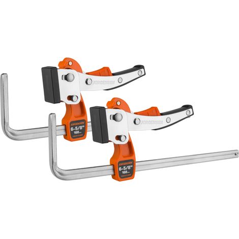 JORGENSEN Lot de 2 Serre-joints à Cliquet pour Rail de Guidage, avec Mécanisme de Verrouillage, Force de Serrage Maximale 182 kg, Ouverture Maximale 168 mm (1/5)