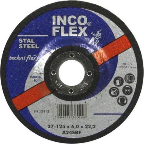 Disque Abrasif - 125 mm - 3,2 mm Épaisseur - Trou 22 mm - Type 27 - 12250 Tr/Min - Conforme EN-12413 - Pour Acier
