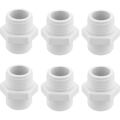 Lot de 6 raccords de tuyau d'arrivée d'eau pour lave-linge et lave-vaisselle, filetage mâle G3/4 x G3/4, 25 mm, raccord en PVC, adaptateur à embout hexagonal (1/5)