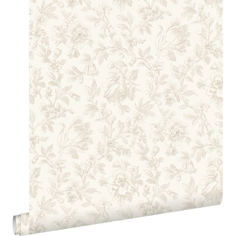 papier peint fleurs élégantes beige  - ESTAhome