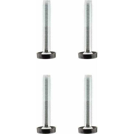 – Lot de 4 vérins de pied réglables pour meubles – M10 x 100mm – Tête en plastique noir lisse – Ajustables pour tables et chaises