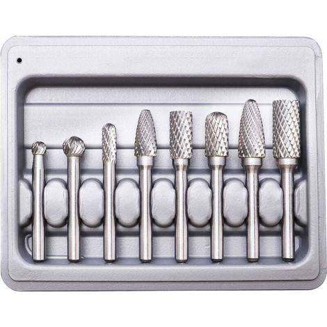 Rotationsfräser, doppelt geschnittene Fräser aus Wolframkarbid, 8-teiliger doppelt geschnittener Fräsersatz aus Wolframstahl mit massivem Karbid, 6-mm-Schaft für Rotationswerkzeuge für elektrische Boh (1/5)