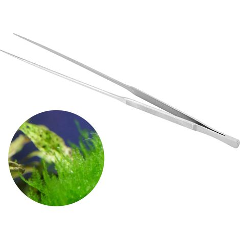 Pinza para plantas, acero inoxidable, punta fina, textura antideslizante, para acuarios (1/5)