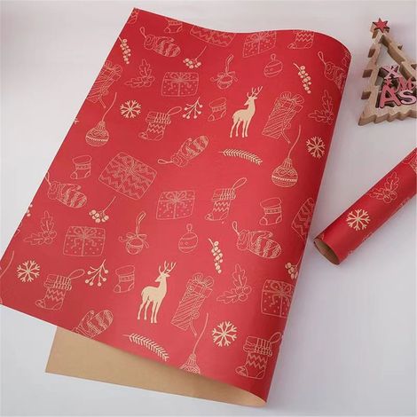 Wrapping Paper - Kraft - Snowman Pattern - Recyclable - Farmhouse Style - For Gifts And Party Decor - 1 Roll (1/5)