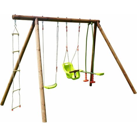 SOULET - Columpio Infantil de Madera Suzon con Balancín y Escalera 340 x 205 x 235 cm para Jardín (1/5)