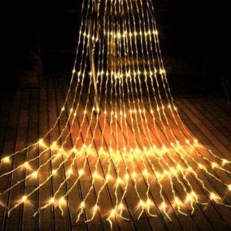 Guirlandes lumineuses Cascade LED Débit D'eau Effet De Neige Rideau Fée Suspendue Scintillant Débit D'eau Lumière pour Lampe Décor (3 × 2m,240leds,Blanc Chaud)