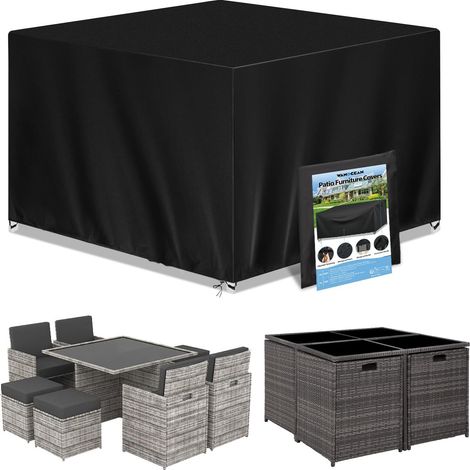 Housses de Meubles de Jardin, Housse Salon de Jardin Bache de Protection Table Extérieur Imperméable 420D Oxford Anti-UV Résistance au Vent Carré 140x140x90cm (1/5)