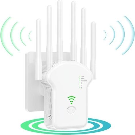 Répéteur WiFi, répéteur sans fil, amplificateur de signal WiFi, double bande, amplificateur de routeur domestique, blanc