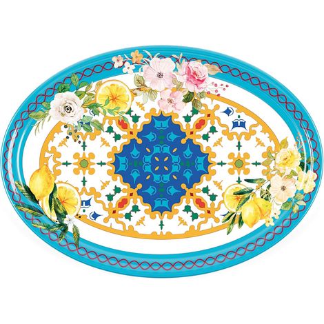 GUZZINI Vassoio Ovale Grande Flower & Lemon Melamina Table Decor