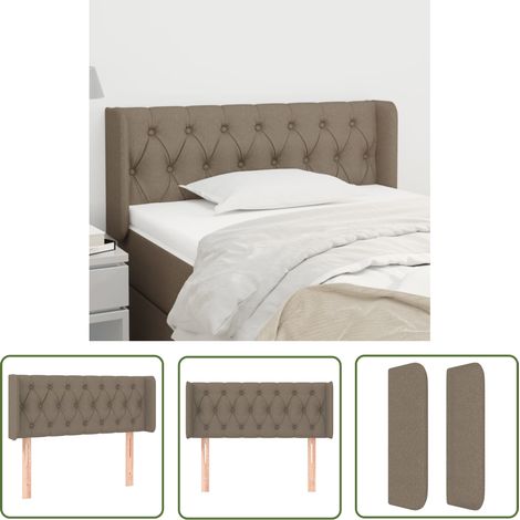 The Living Store Tête de lit avec oreilles Taupe 93x16x78/88 cm Tissu - Tête De Lit - Têtière De Lit - Literie - Meuble De Chambre - Décoration Chambre (1/5)
