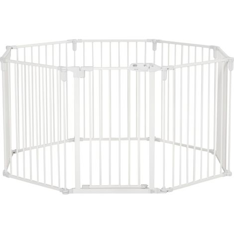 Parc pour chien pliable 8 panneaux 60x76cm blanc - Enclos sécurité avec porte flexible pour chiots et espaces intérieurs (1/5)