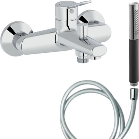 Mitigeur baignoire JACOB DELAFON Eo + pommeau de douche Shift Ellipse + flexible de douche lisse (1/5)