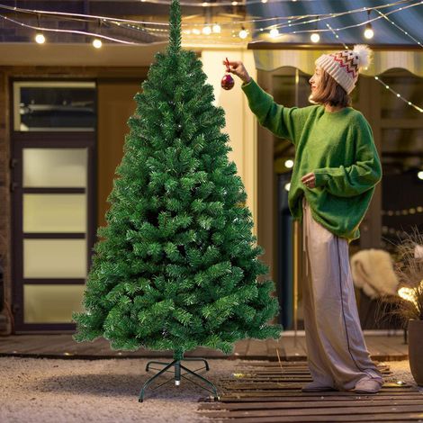 TolleTour Künstlicher Weihnachtsbaum Tannenbaum, PVC Nadeln Metallständer & Klappsystem Christbaum Grün 210cm (1/5)