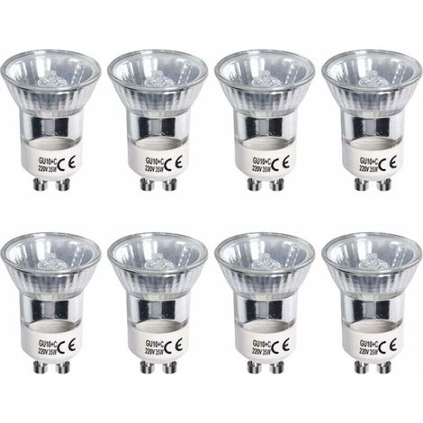 Ampoules halogènes GU10, 35W blanc chaud 2700K à intensité variable équivalent à des ampoules LED 3W 360 lumens halogènes 120 degrés pour lampe à lave, AC 220V-240V, lot de 8