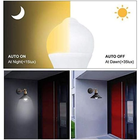 12W E27 PIR Infrarouge Ampoule LED avec Détecteur de Mouvement ON/OFF Automatiquement A60 220V 700lm équivalent 70W Halogène pour Escalier Couloir Garage(Lot de 2,Blanc Chaud 2700k) (1/3)