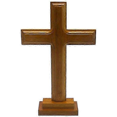 Stehendes Kreuz aus Holz, Altardekoration, Kreuz mit doppelseitigem Ständer, Tischkreuz, Geschenk Zekai (1/5)
