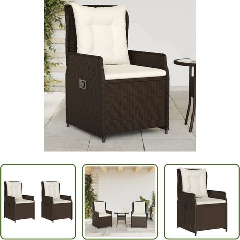 Gartensessel -  Gartensessel 2 Stk. Verstellbar Braun Poly Rattan (1/5)