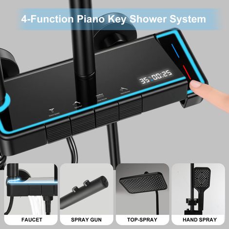 4-in-1 Duschsystem mit LED-Panel, Regendusche & Massagestrahl, höhenverstellbar (1/5)