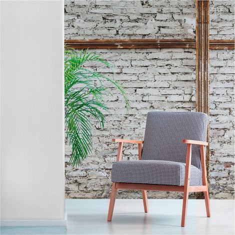 Photo wallpaper Profhome 383511 hot embossed non-woven wallpaper smooth brick look matt white grey brown 1.59 m x 2.8 m (1/5)