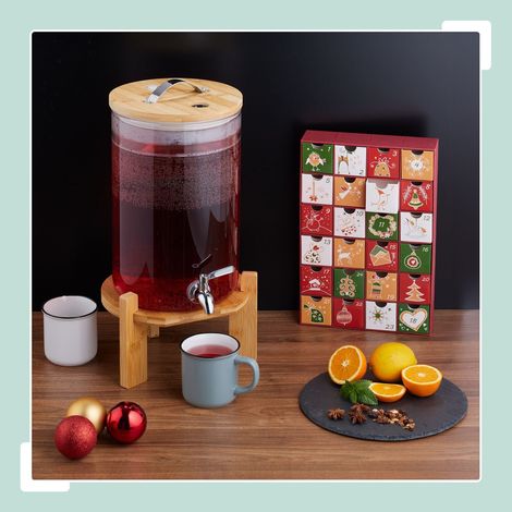 Distributeur de boissons avec robinet support en bambou et thermometre