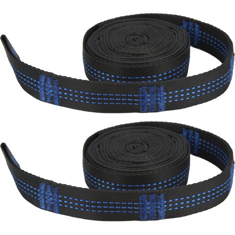 Lot de 2 sangles pour hamac, cordes de suspension pour camping, grande capacité de charge, avec 2 mousquetons en acier. (1/5)