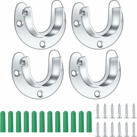 4 Paquets Support de Tringle à Rideaux, 25 mm Douilles de Poteau de Penderie Acier Inoxydable, Tige de Penderie Support de Tige de Bride en Forme de U T-Audace (1/5)