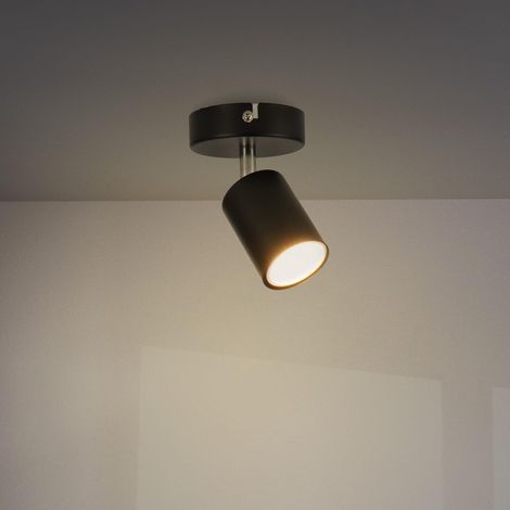 Plafonnier Série Black 1 spot GU10, pour usage en intérieur sec IP20, convient pour salle de bain, salon, chambre et cuisine (Ampoule non incluse) (1/5)