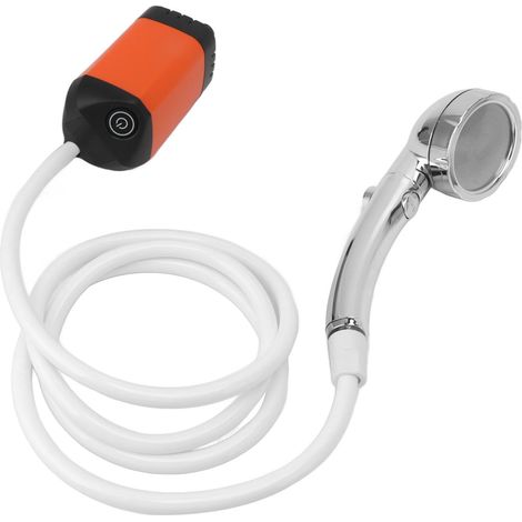 Douche portable de camping 3 vitesses réglable, pommeau de douche électrique rechargeable pour extérieur, orange (1/5)