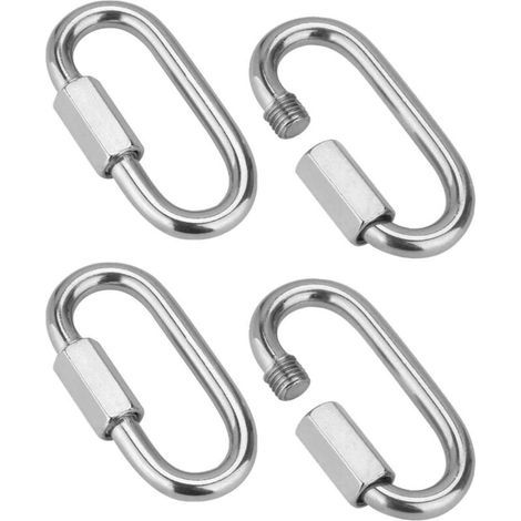 Maillons de chaîne à mousqueton en forme de D en acier inoxydable M8, 4 pièces ( (1/5)