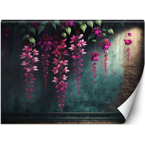 Fototapete Hängende Blumen auf Betonhintergrund 100x70 cm
