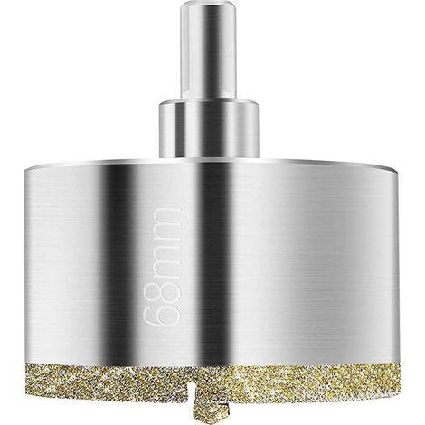 Scie Cloche Diamant 68 mm, Foret Diamant avec Foret Guidage Central, Scie Cloche Carrelage avec Revêtement de Surface en Diamant pour Coupe de Verre, Carrelage, Céramique, Marbre, Calcaire (1/5)