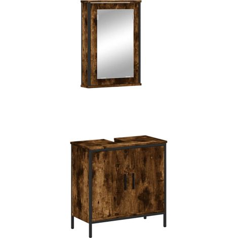 Maison Exclusive - 2-tlg. Badmöbel-Set Räuchereiche Holzwerkstoff