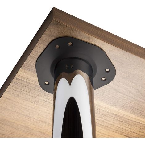 Set de 4 Pieds de table, Hauteur réglable 710 mm, Tube chromé Ø 60 mm, Plaque noire, Pour bureau