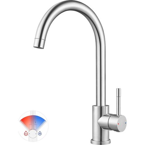 CECIPA Küchenarmatur, Edelstahl, rost- und bruchfest, 360° schwenkbarer Küchenmischer, hoher Wasserdurchfluss, gebürstet (1/5)
