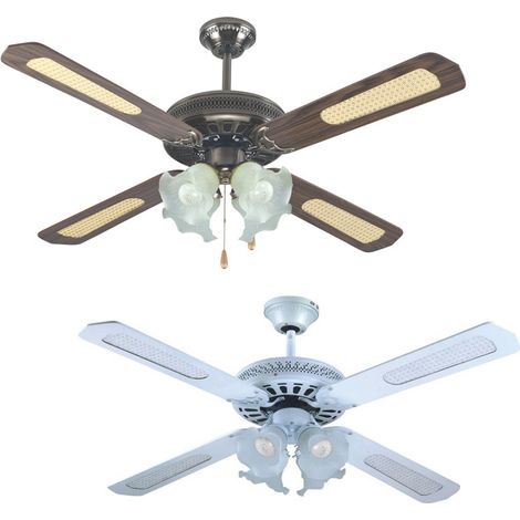 Ventilatore Da Soffitto Country Effe Noce Volt 230 Watt 70 Cm 130 Vel 3 + 4 Luci + Inv - 1 Pz