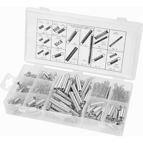 200-teiliges Set mit 20 Größen Kohlenstoffstahl-Druck- und Zugfedern, Sortiment inklusive Box
